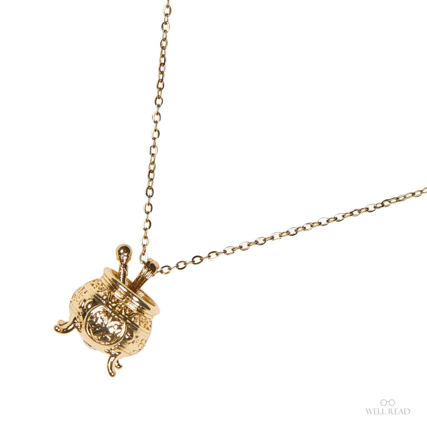 The Encyclopedia of Potion Making Gold Bookish Pendant Necklace