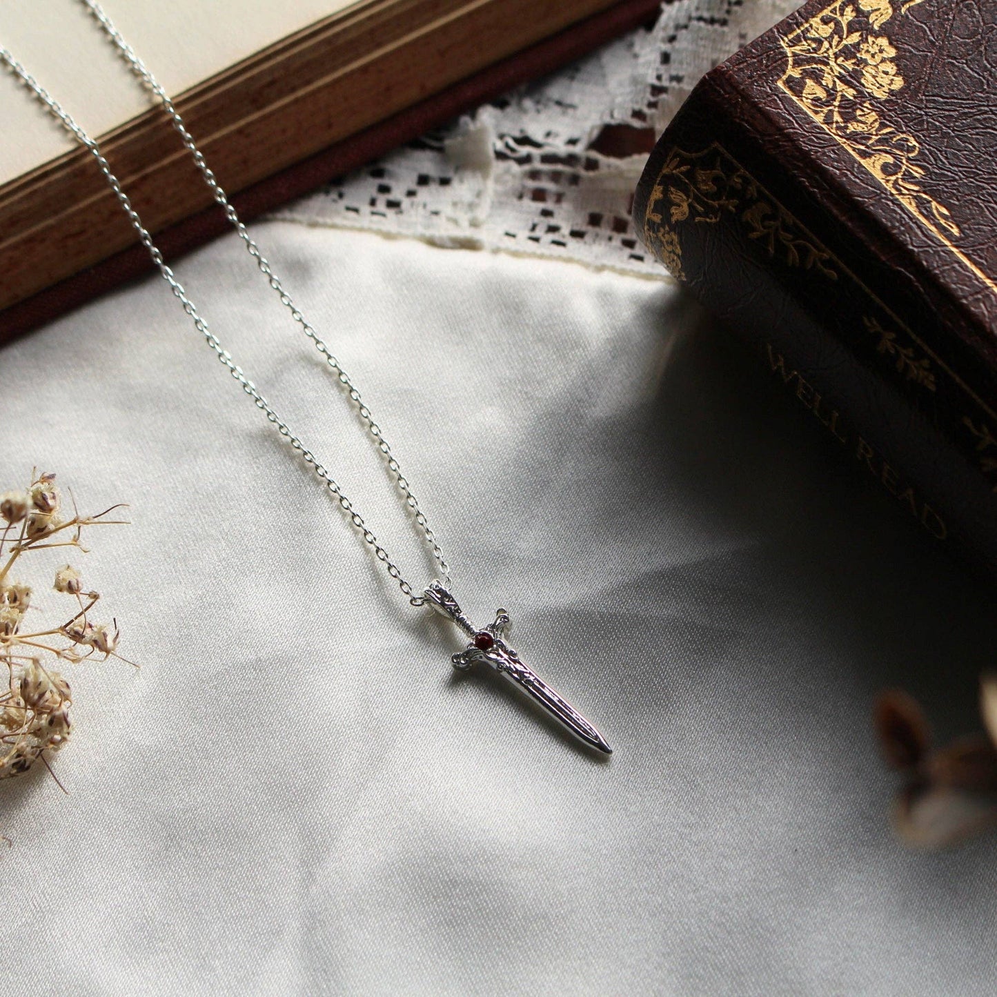 The Dragon Sword Chronicles Silver Bookish Pendant Necklace