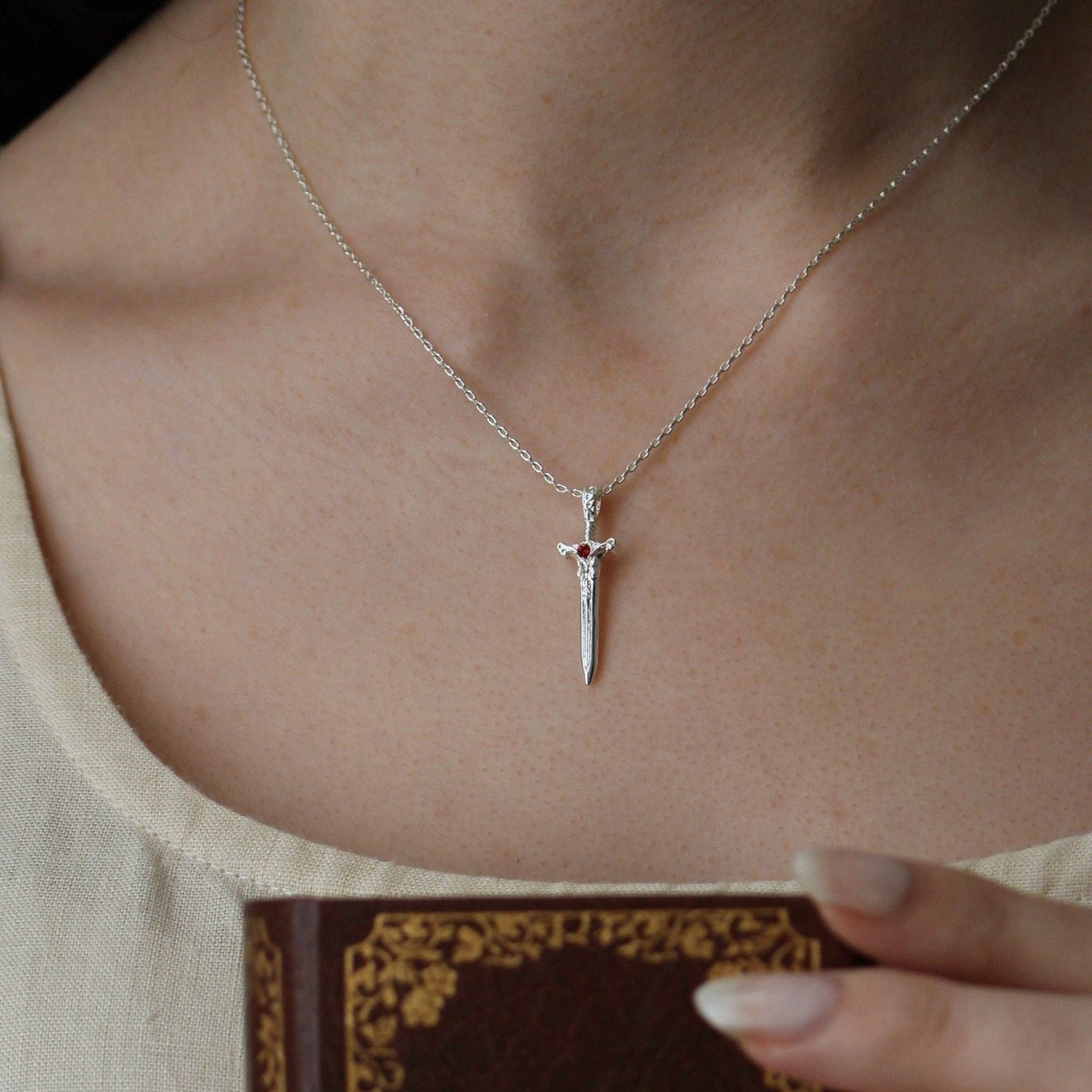 The Dragon Sword Chronicles Silver Bookish Pendant Necklace