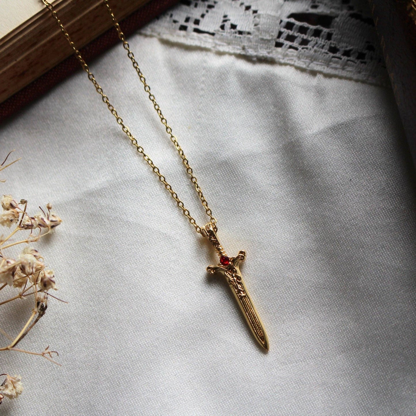 The Dragon Sword Chronicles Gold Bookish Pendant Necklace