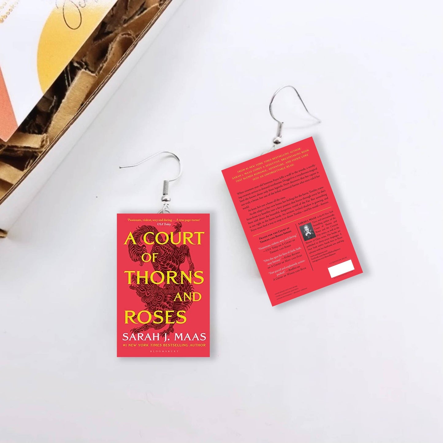 A Court of Thorns and Roses | Sarah J Mass | Miniature Book Earrings