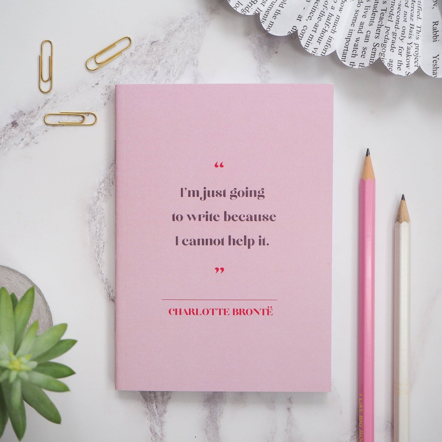 Charlotte Brontë - Women Writers Pocket Notebook Pink A6