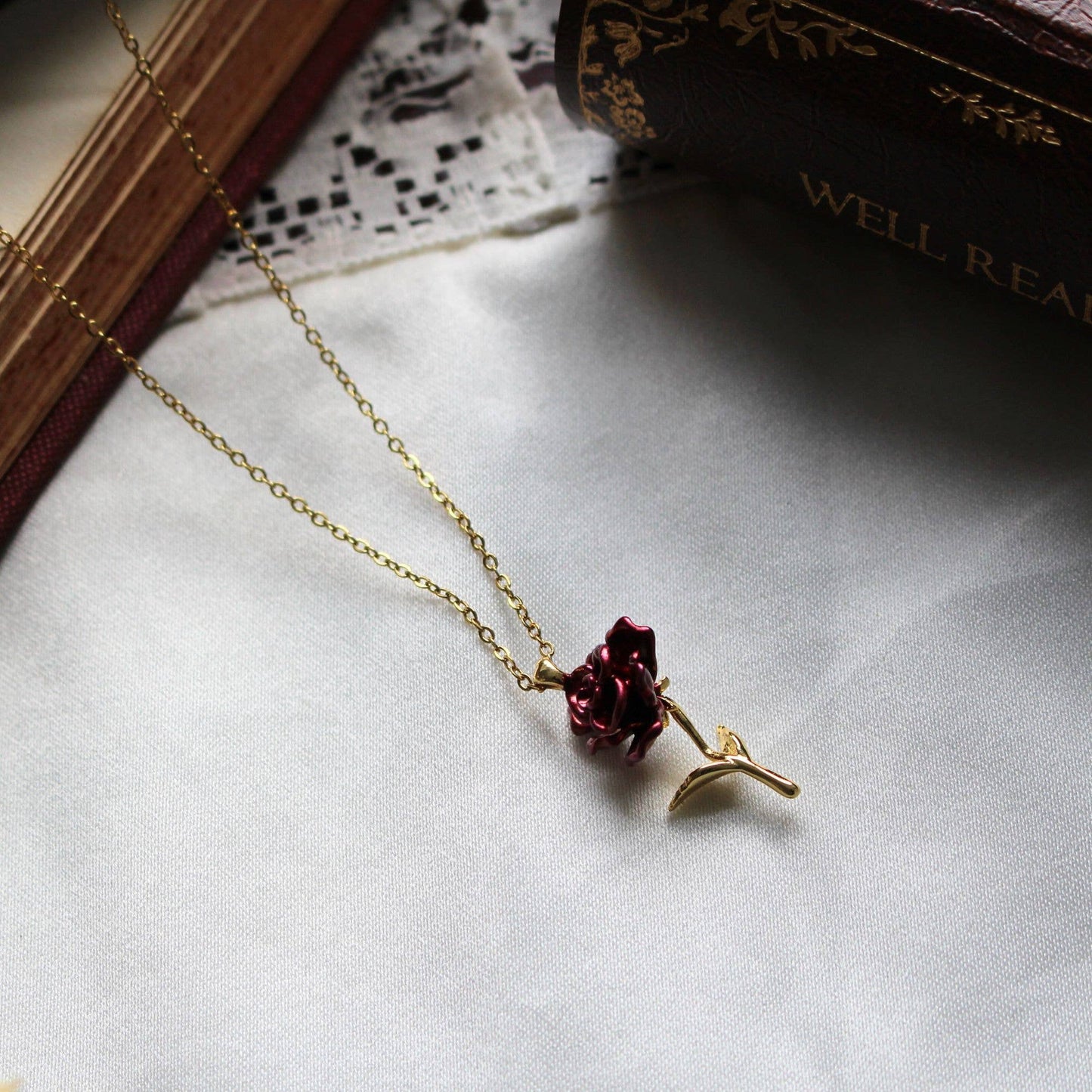 Beauty and the Beast Bookish Pendant Necklace