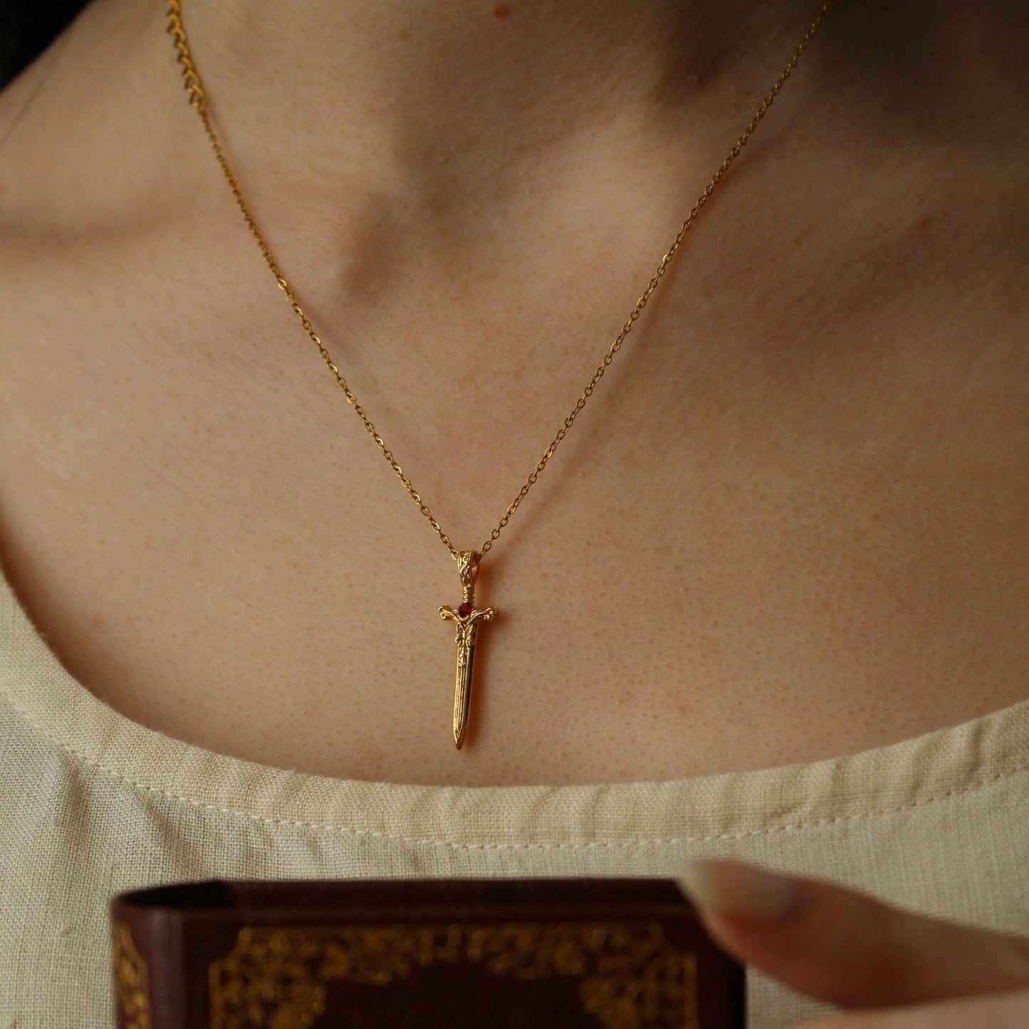 The Dragon Sword Chronicles Gold Bookish Pendant Necklace